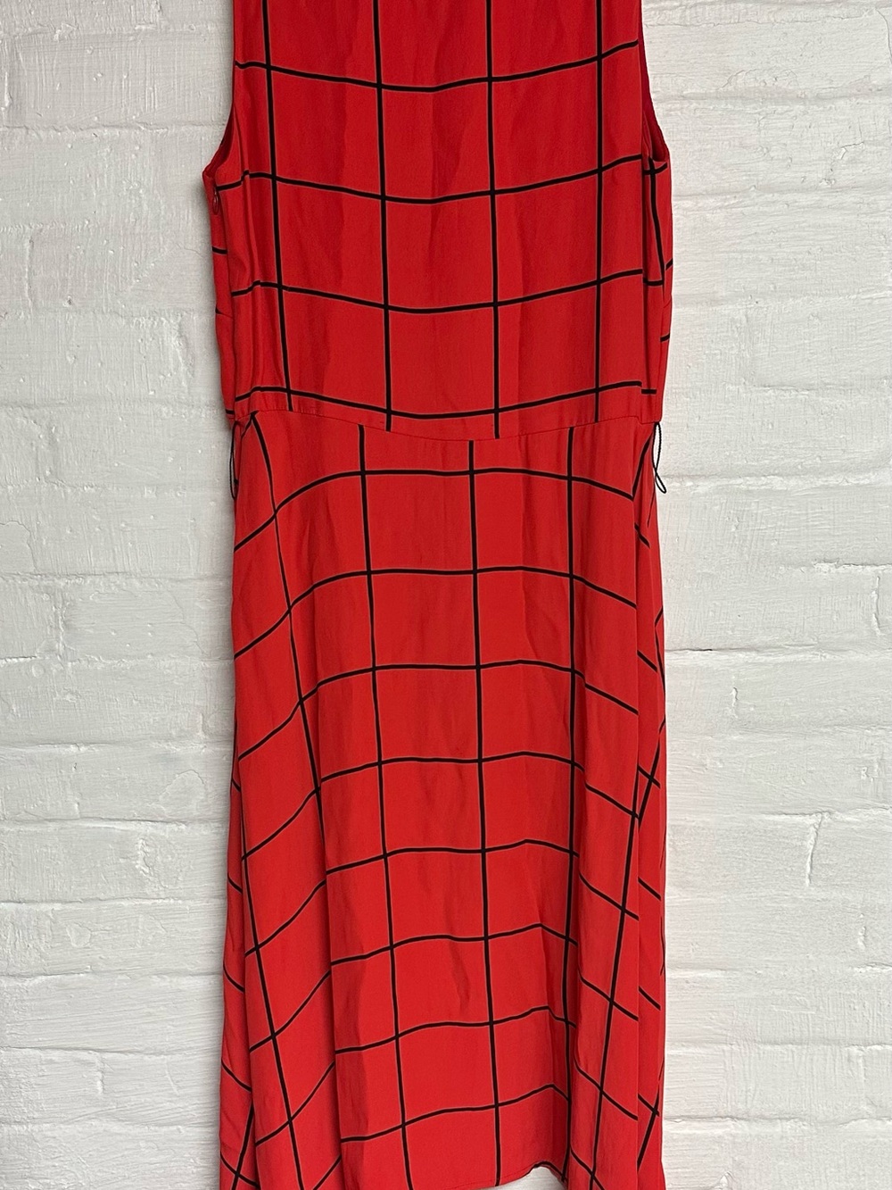 Eva Franco Red Windowpane Asymmetrical Dress